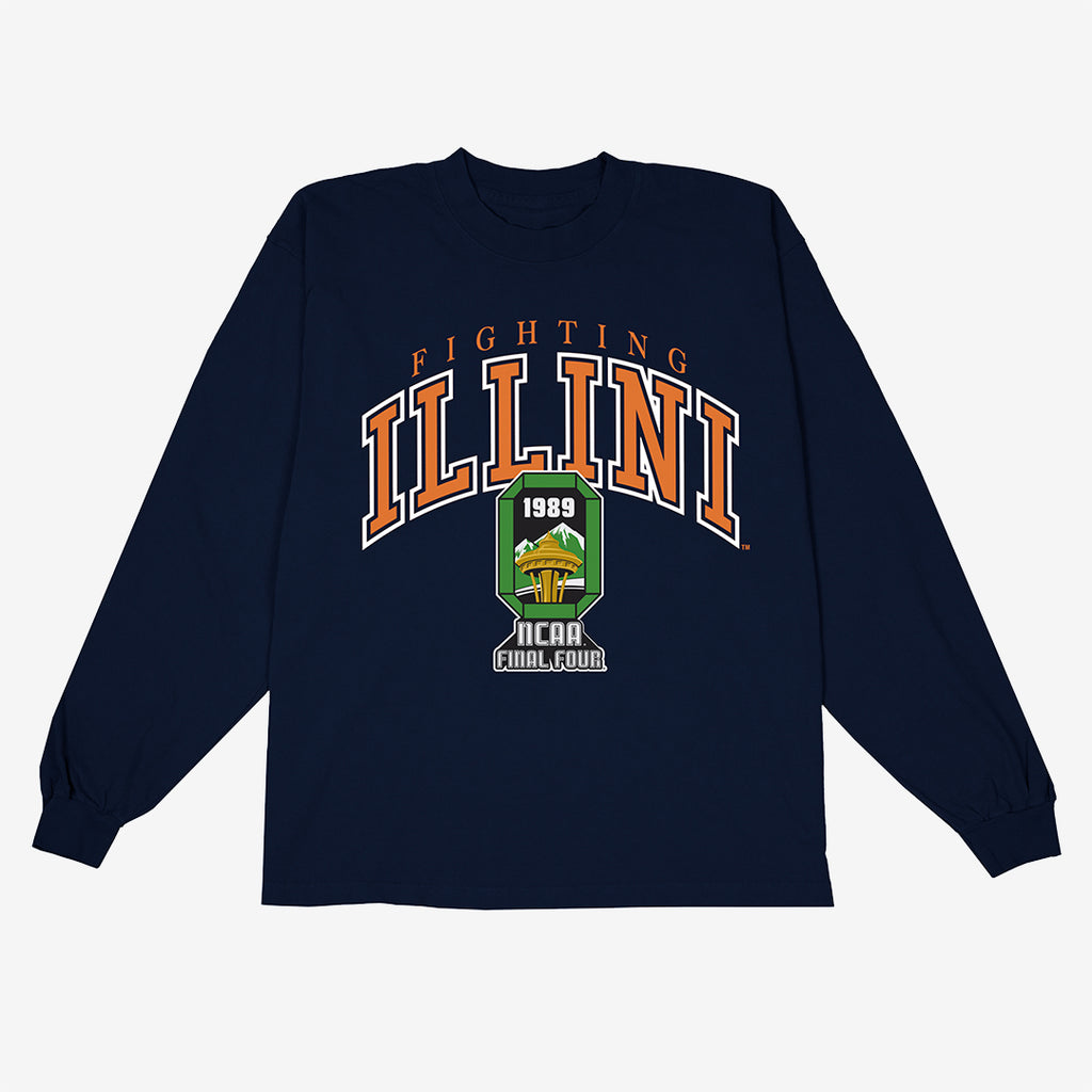 19nine Illinois Fighting Illini Vintage 1988-1989 Quarter Zip Warm Up Navy / S