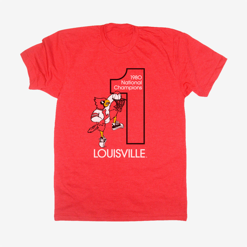 AntiqueRevolutionLLC Vintage Louisville Cardinals 1980 Championship NCAA T Shirt Basketball College